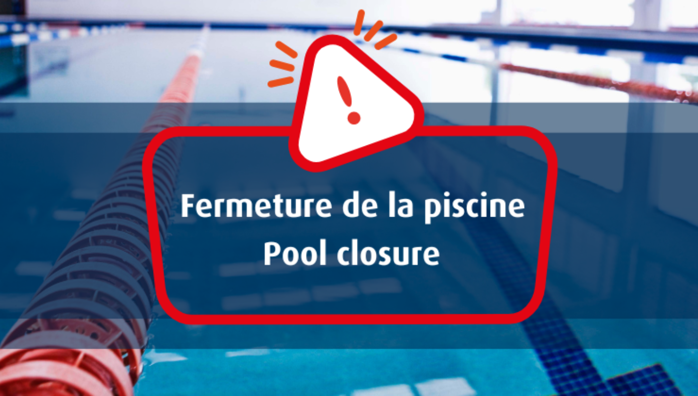 Image of a pool with a sign indicating Pool Closure