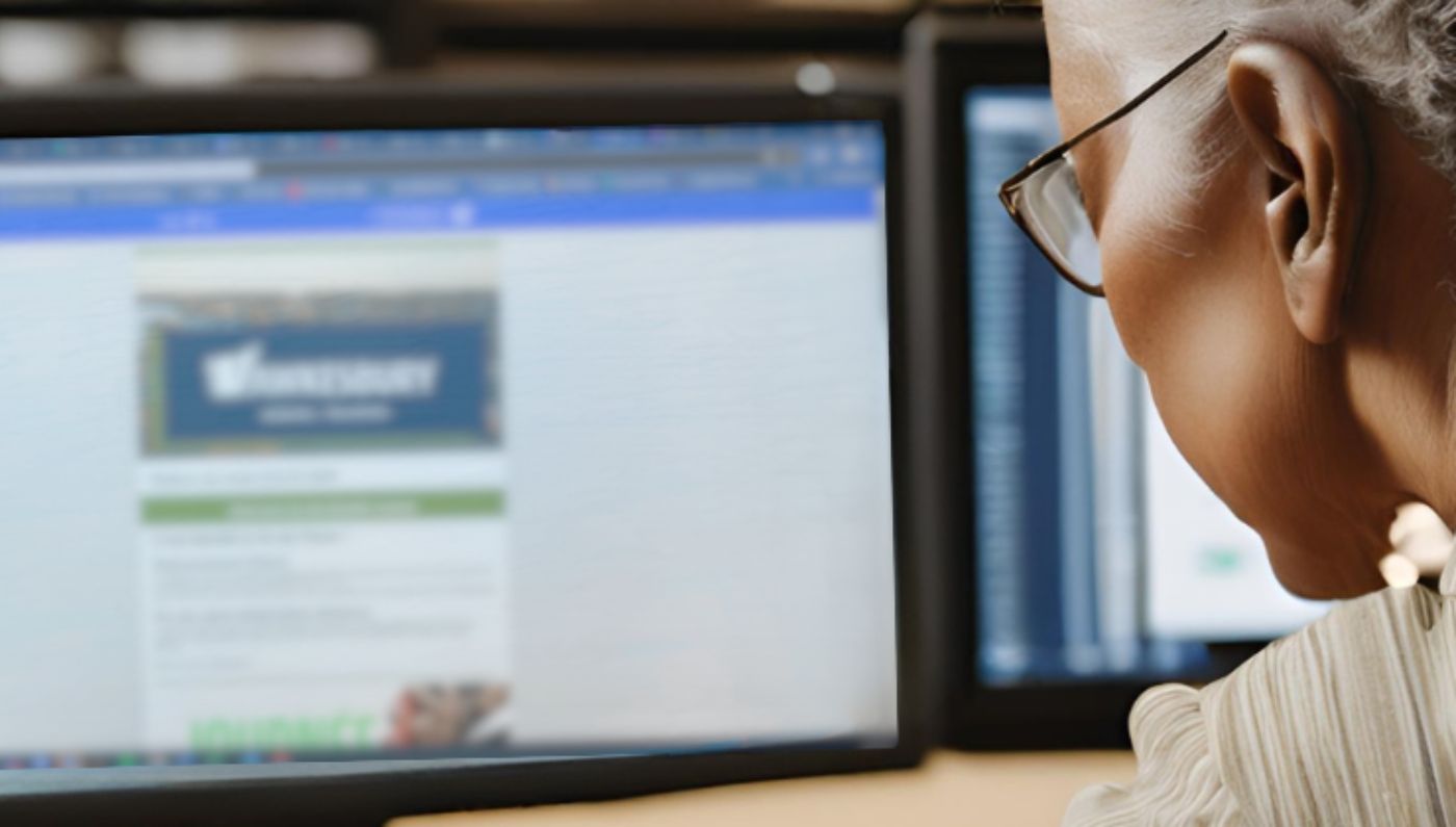 Photo générique d'une personne consultant l'infolettre de la Ville de Hawkesbury sur un ordinateur