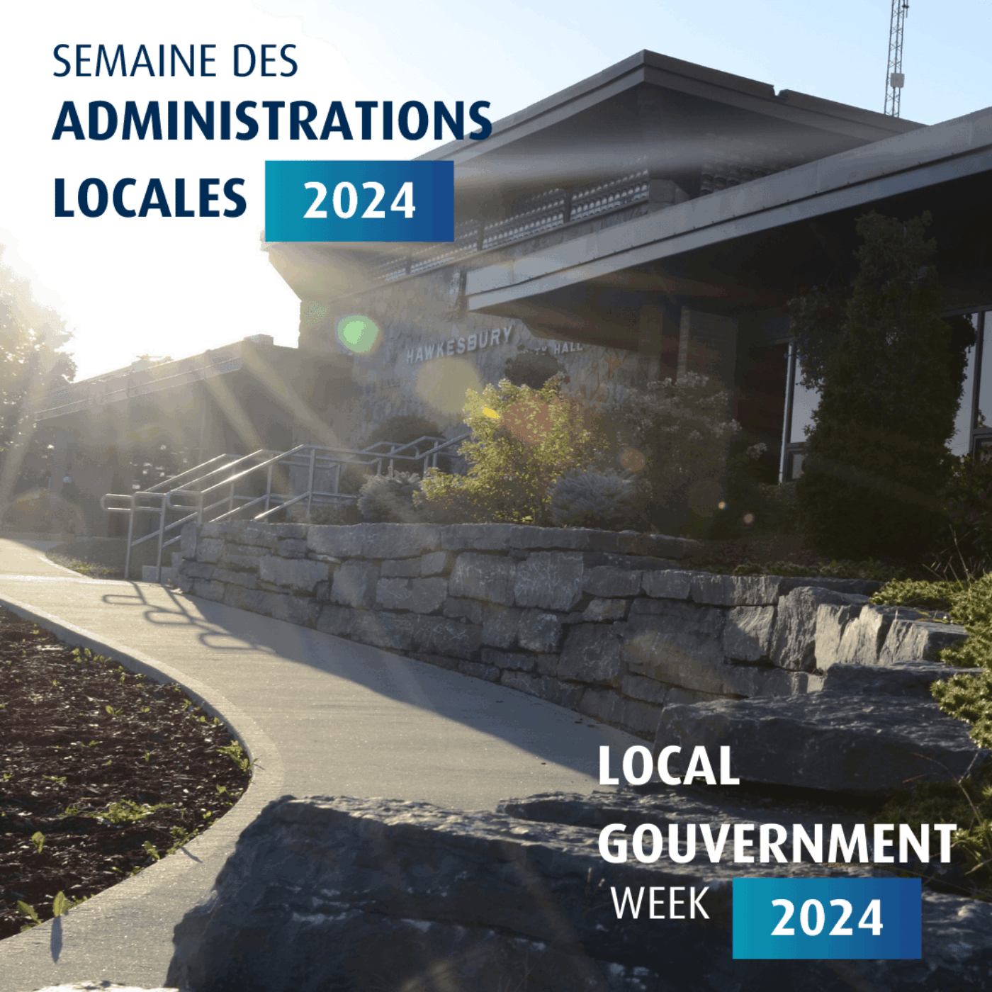 Photo of City Hall with text ‘'Semaine des administrations locales 2024/local government week 2024’'