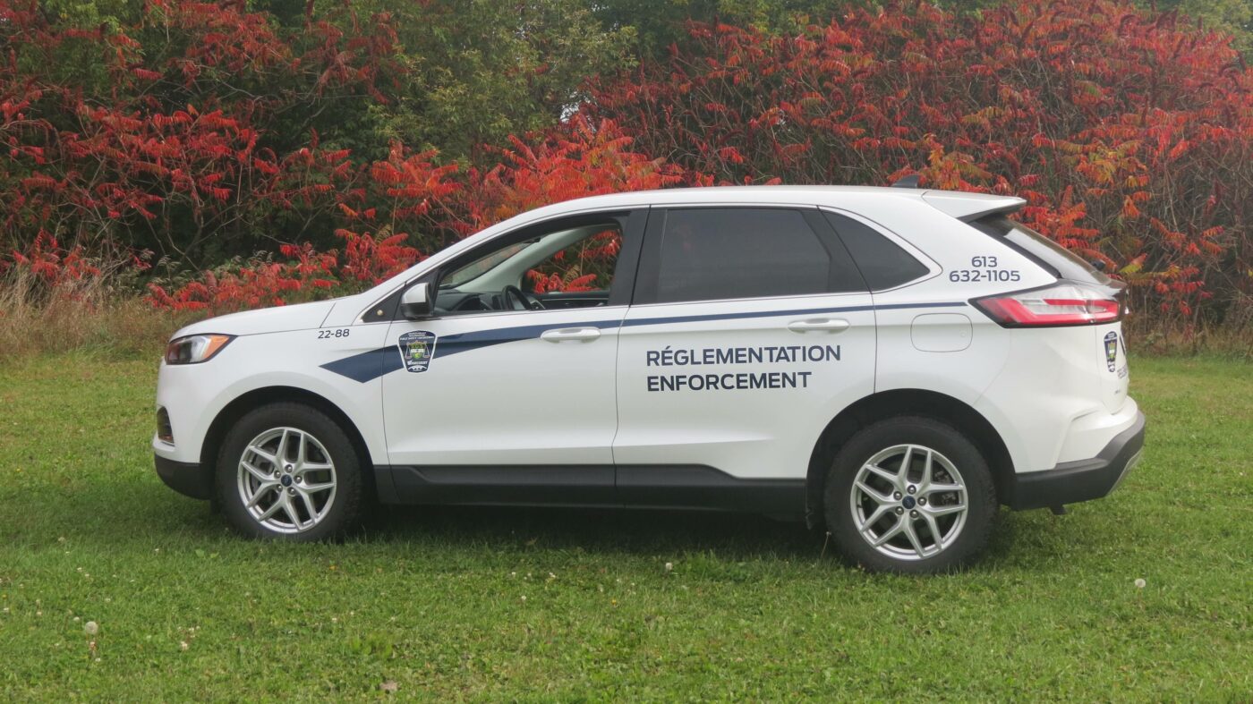 Photo of a white vehicle from the Town of Hawkesbury's by-law inforcement department